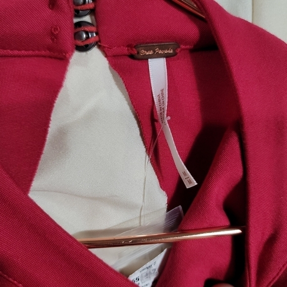 NWT Free People Sweet Talk Frill Mini Dress Raspberry Medium Ponte Knit - Picture 3 of 10